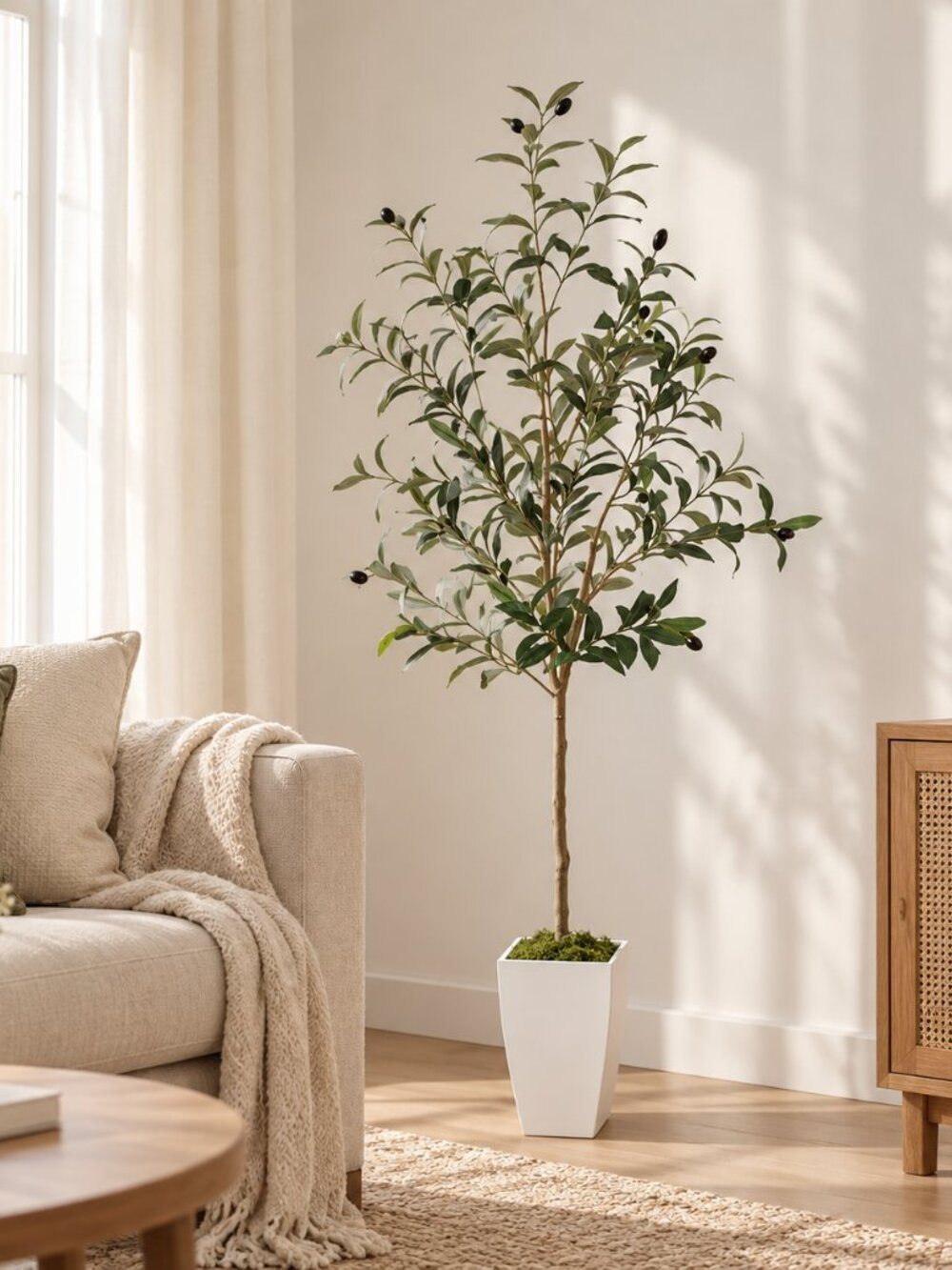 Four Seasons Artificial Olive Tree with Planter – 4.59FT / 140cm